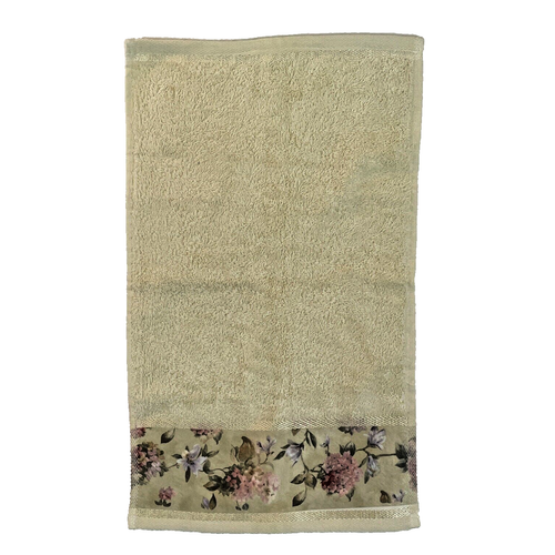 CROSCILL Pink & Green Floral Hydrangea Replacement Hand Towel Creamy Beige 11x18
