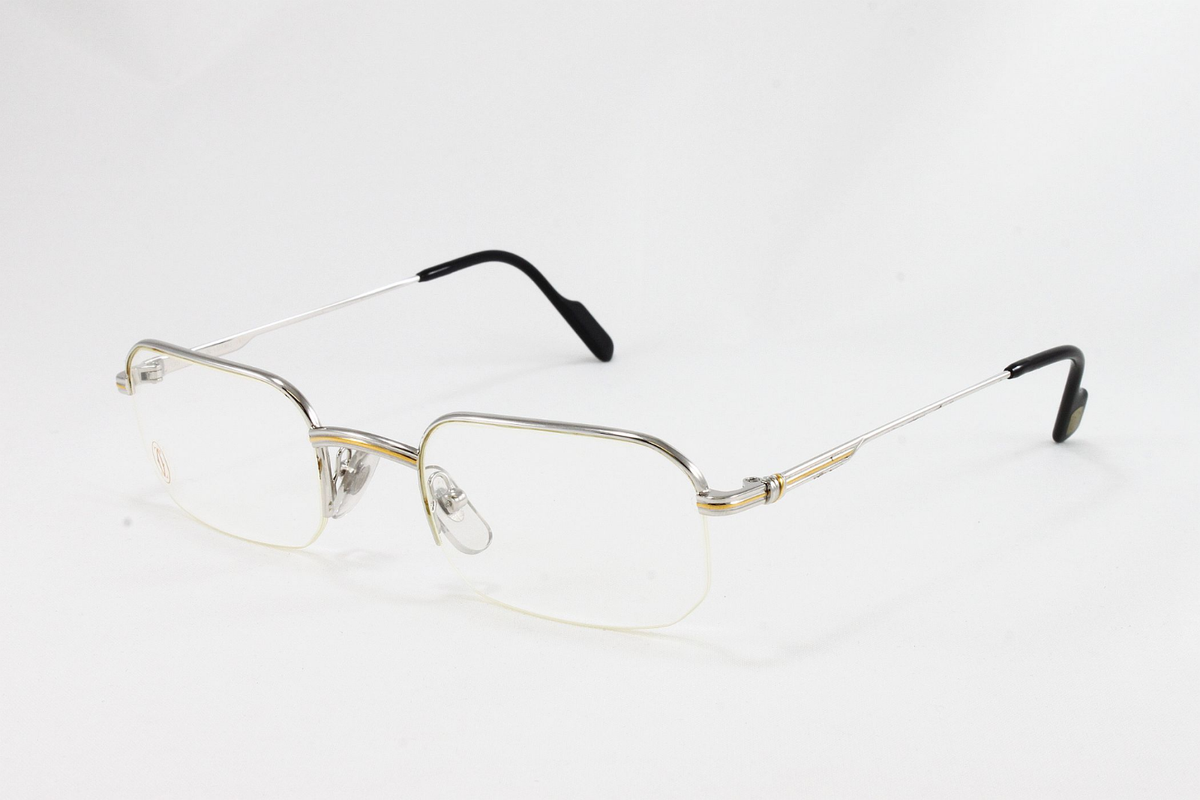 NEW CARTIER EYEGLASSES T8100372 PLATINUM OPTICAL FRAME FRANCE 49mm
