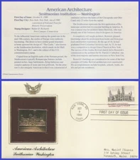 USA2 #1838 ADDR GOLDEN REPLICA FDC   American Architecture Smithsonian