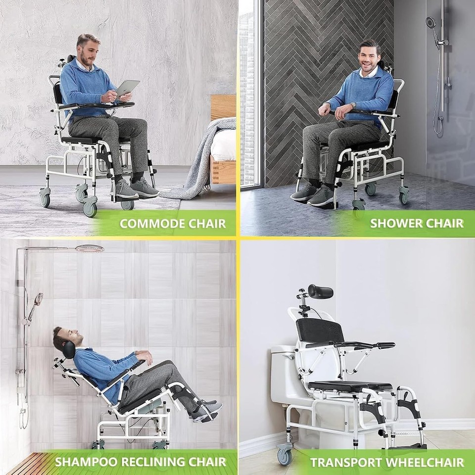 Shower Chair with Soft Seat Cushion, Reclining Shower Chair | eBay