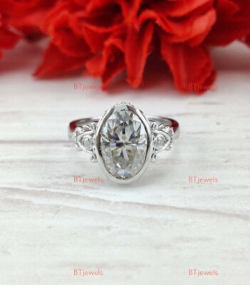 Ct Oval Cubic Zirconia Engagement Ring, Art Deco Bezel Set