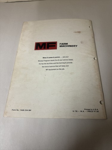 Massey Ferguson MF200 MF260 Instructions Operator Manual Forage Harvest Tractor - Picture 11 of 11
