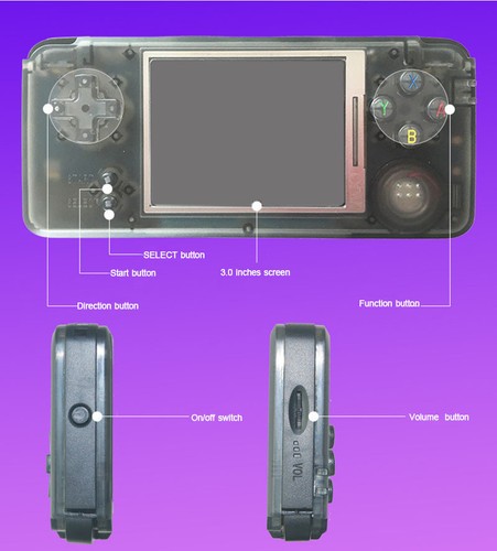 RS-97 Black Retro Handheld Video Game Console Portable 8bit 64bit 168/1151 Games - Afbeelding 9 van 22