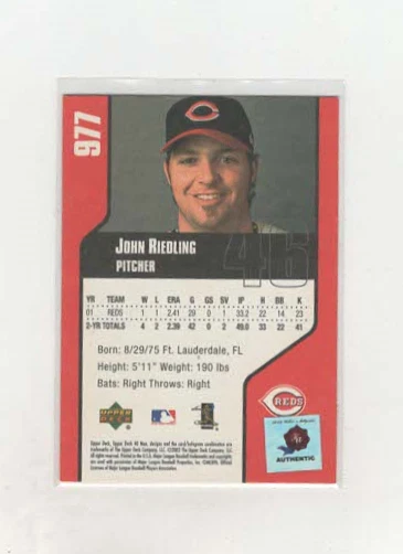 2022 Historic Autograph Retrograph John Riedling 2002 Upper Deck 40 Man #977 - Image 2 of 2