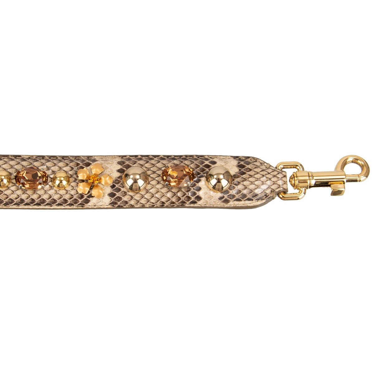 DOLCE & GABBANA Crystal Flower Studs Snake Leather Bag Strap DOLCE & GABBANA Crystal Flower Studs Snake Leather Bag Strap