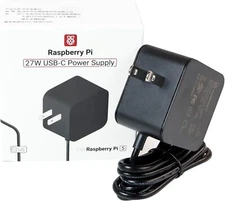 Raspberry Pi 5 Power Adapter Official Original 27W Power Adapter - Black SC1158
