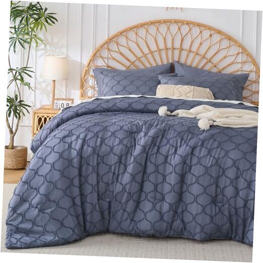 Comforter Set-Comforter Set Size, All Seasons Bedding Set, Boho 3 Queen Blue-image