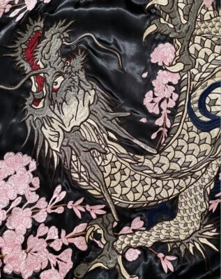 Men Souvenir Jacket Japanese Pattern Embroidery Dragon