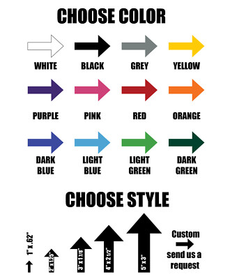 Arrows! Permanent outdoor glossy vinyl decals - Pick your size and color!