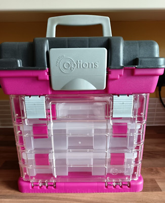 Creative Options 4 Fächer Stapeln Handwerk Organizer Fach Box Rosa/Grau