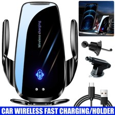 15W Wireless Charger Fast Charging Car Mount Phone Holder Automatic Clamping UK