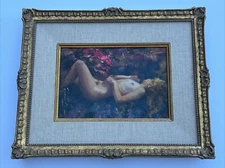 RAMON KELLEY OIL PAINTING NUDE WOMAN PRETTY FEMALE MODEL LISTED FAMOUS SMALL 9"