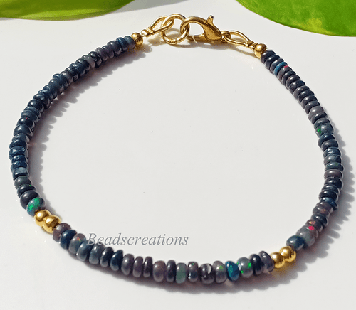 Bracciale Bole Oro Opale Nero Bracciale Argento Sterling 925 Regalo Per Lei  - Foto 1 di 10