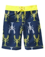 GYMBOREE SWIM SHOP BLUE w/ LOBSTER A/O BOARDSHORTS SWIM TRUNKS 4 NWT