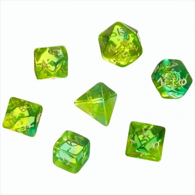 GW31b1 Pegasus Würfel - Gem Blitz Grün (7er-Set in Acrylbox) Neu & OVP