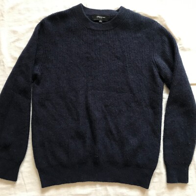 LAWRENCE GREY NEW YORK MEN'S PULLOVER SWEATER CASHMERE NAVY BLUE L