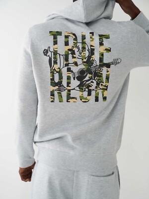 NWT True Religion HEATHER GREY BUDDHA ZIP HOODIE W