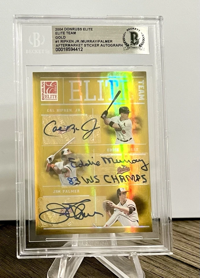 Donruss Elite 2004 personalizado mercado de accesorios automático Cal Ripken Jr Eddie Murray Jim Palmer Foto 3 de 4