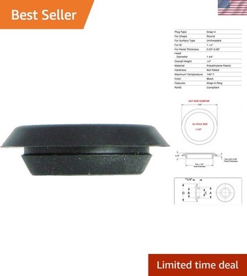 Compact Flush Mount Black Hole Plugs 1 1/4'' - Ideal for Sheet Metal - Qty 10