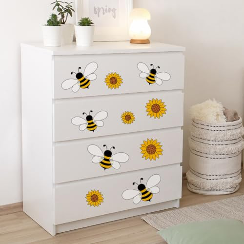 Watercolor Sunflower Bee Flower Wall Stickers, Floral Art Wall Decals - Afbeelding 1 van 6