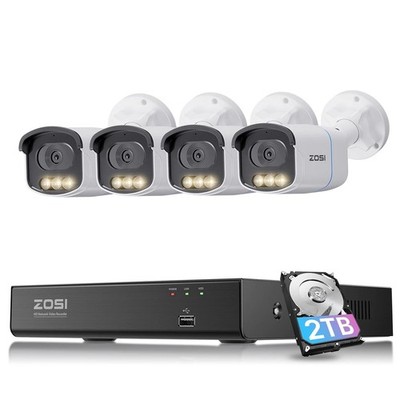 ZOSI 5MP PoE Überwachungskamera Set Außen mit Festplatte 2TB 8CH 4K NVR Audio