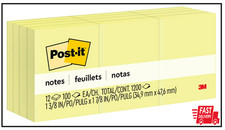 Post-It Mini Notes, 1.5X2 In, 12 Pads, Sticky, Clean Removal, Recyclable (653)