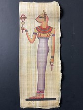 Vintage Egyptian Papyrus Painting Goddess bastet - 17x6  