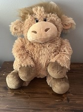 Large Highland Cow Plush Stuffed Animal Brown Shaggy Long Hair Bull Farm 16  