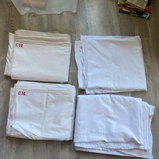 Linen, Vintage Farmhouse Linen, Bed Sheet, Monogram, Embroidery