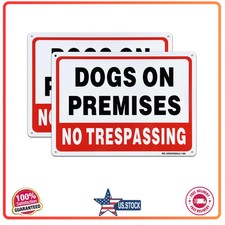 2 Pack Dogs On Premises No Trespassing Sign 10x7 Inch Aluminum Reflective Metal