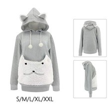 Pet Hoodies Sweatshirt Cat Holder Carrier Big Pouch Langarm Pullover Damen