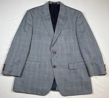 Lauren Ralph Lauren Silk Wool Blazer Sport Coat Mens 44 R Gray Blue 2 Button