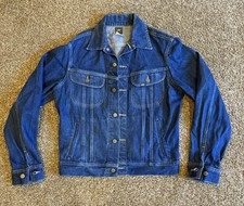 Vintage Lee Riders Denim Jean Jacket Mens 40 L Dark PATD-153438 USA Material