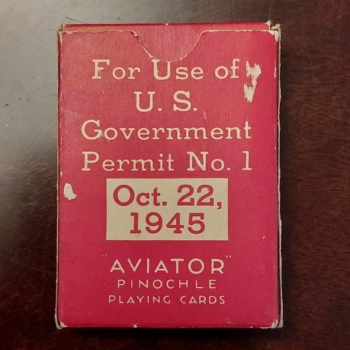 Wintage WW2 Red Cross Aviator Pinochle Playing Card Deck - October 22, 1945