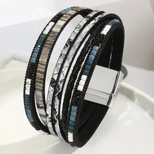 Fashion Leather Bracelets Bohemian Style Women's Multi Layer Wrapped Hand Rope M