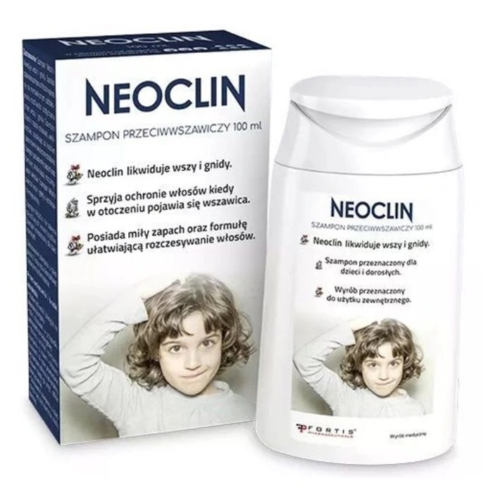 Neoclin medicated shampoo for lice and nits with comb, 100 ml