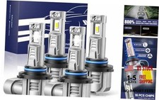 9005/HB3 9006/HB4 LED Bulbs Combo - High Low Beam - 4 9005 9006 Cool White