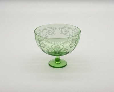 Fostoria Versailles Green Uranium Glass Grapefruit Insert or Liner  GLOWS