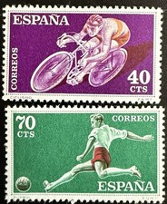 Spain Sports Stamps – Cycling 40 cts & Football 70 cts – MNH