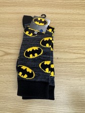 Batman Logo and Symbols All Over Crew Socks Grey