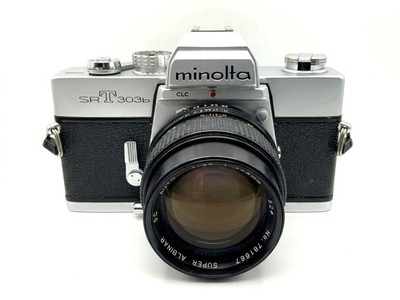 Minolta SRT 303b + Albinar 135mm f/2.8 Kit Set Analog SLR 35mm Kamera Objektiv