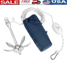 3.5LBS Kayak Anchor Kit W/ Buoy Folding Grapnel Anchor 25ft Rope Nylon Bag New