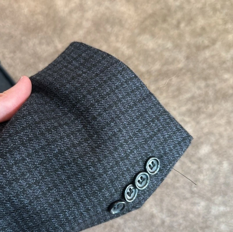 Blazer Joseph & Feiss Hombre 50R Azul Cuadros 100% Lana de Cordero 3 Botones Usado en Excelente Condición Foto 3 de 4