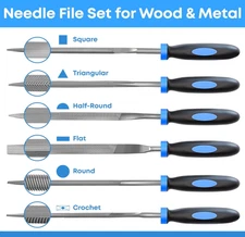 6-Piece Needle File Set for Wood Metal, Jewelry Mini Precision Files Grip Handle