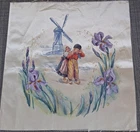 -Antique satin fabric-hand painted decor -