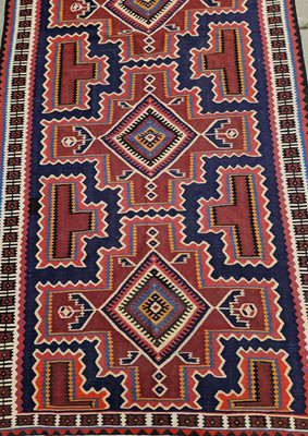 Vintage Handmade Turkish Kilim Tribal Wool Bohemian Accent Area Carpet 64''x114''