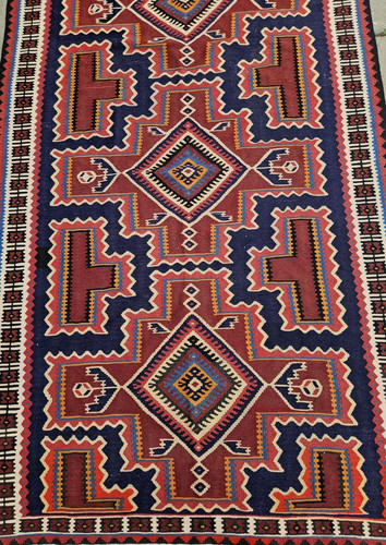 Vintage Handmade Turkish Kilim Tribal Wool Bohemian Accent Area Carpet 64"x114"