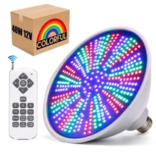 Pool Lights, 12V 40W RGB Color Changing Underwater LED Pool Light for Ingroun...