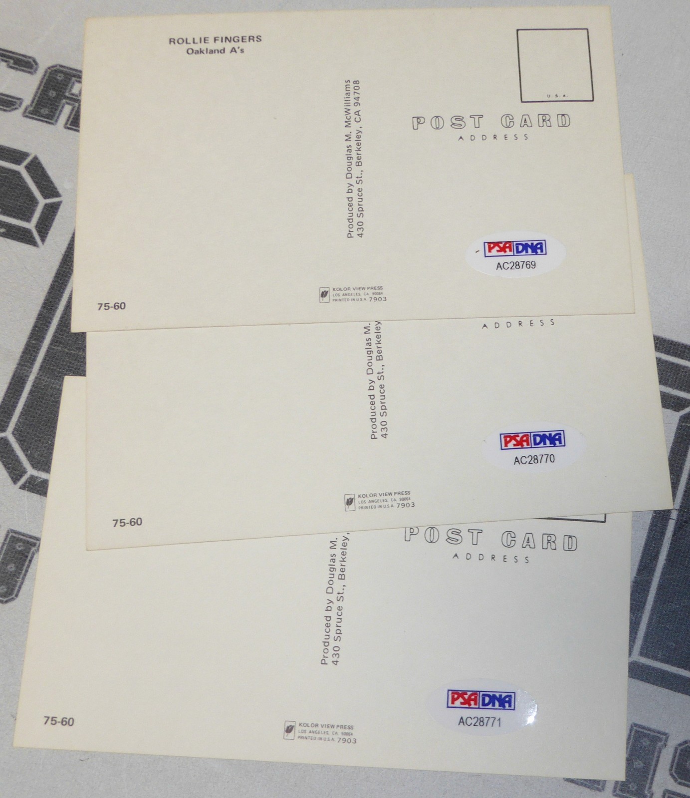 Rollie Fingers Signed Vintage 1970s A's Baseball Postcard PSA/DNA COA Autograph