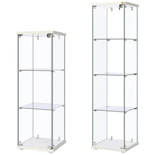 3/4-Shelf Glass Display Cabinet Glass Curio Cabinet Trophy Case Bookshelf & Lock